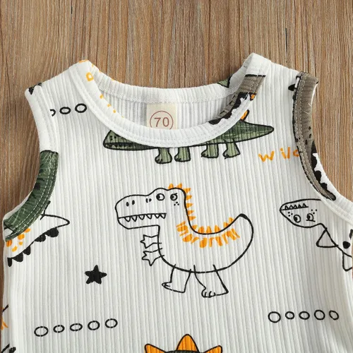Miniatura 2 de CIYCUIT Conjunto de 2 piezas de ropa de verano para bebé, ropa de playa, sin mangas, pantalones cortos