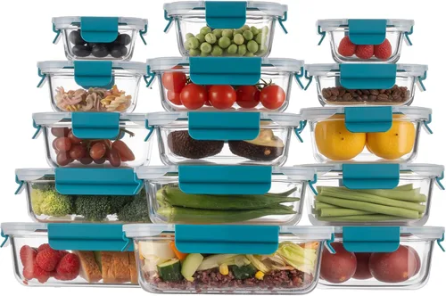 Miniatura 10 de GENICOOK Recipientes de vidrio para preparación de comidas, paquete de 5, tapas herméticas a prueba de fugas de 4.4 tazas, recipientes de vidrio