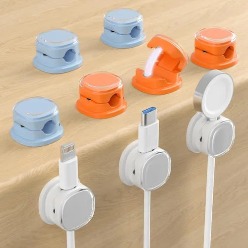 Miniatura 21 de Clips de cable magnéticos, soporte de cable ajustable, organizador adhesivo de alambre para hogar, oficina, escritorio, teléfono, PC, automóvil