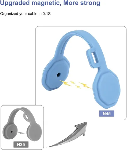 Miniatura 2 de 6 PCS Bridas Magnéticas de Silicona para Cables, Clips para Cables Organizador de Cordones [1S] Gestión de Cables de Cordones, Organizador Magnético