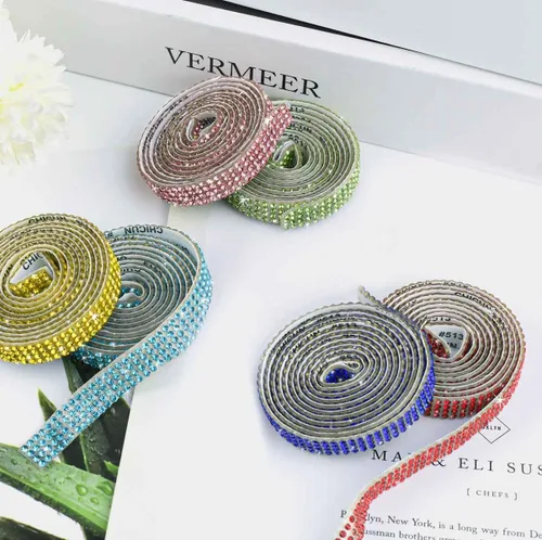 Miniatura 7 de 6 rollos de cinta de diamantes de imitación de cristal, rollo de cinta de diamante para manualidades, cinta de diamantes de imitación autoadhesiva