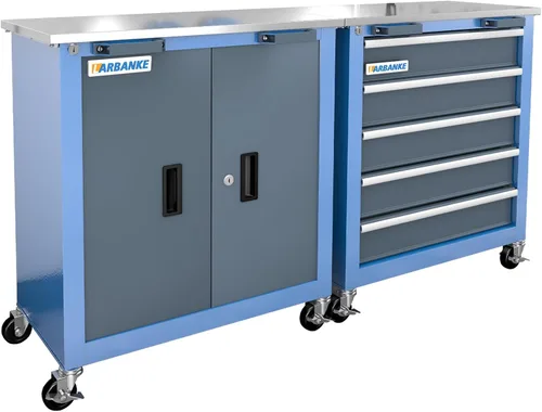 Miniatura 10 de LARBANKE Caja de herramientas de metal, caja de herramientas de 3 cajones con bandeja de almacenamiento superior, caja de herramientas portátil