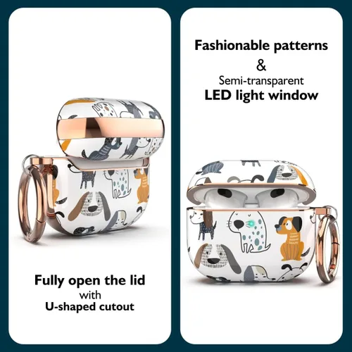 Miniatura 5 de TATOFY Funda para AirPods 3, AirPods 3 para mujer, funda rígida protectora Flora con mosquetón, LED visible, compatible con carga inalámbrica