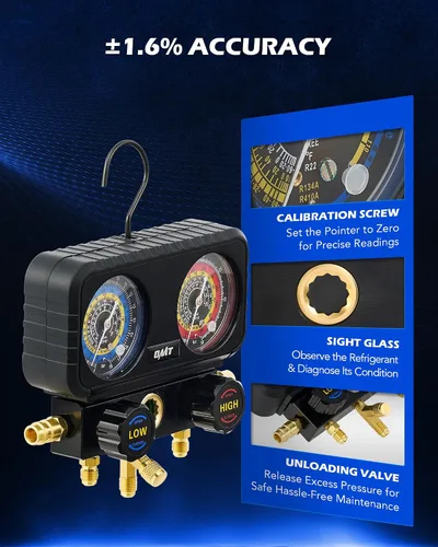 Miniatura 5 de Orion Motor Tech - Medidores de AC, juego de manómetro de 3 vías para refrigerante R1234yf R404a R134a, juego de medidores automotriz con mangueras
