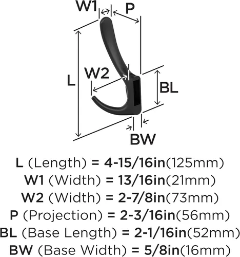 Miniatura 4 de Amerock HBX37013MB - Gancho decorativo de pared de triple punta, color negro mate para abrigos, sombreros, mochilas, bolsos, ganchos para baño, Mate