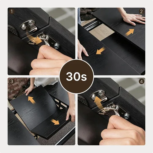 Miniatura 5 de Ahomly Juego de mesa de comedor extensible grande de 63 pulgadas para 4-6 personas con pivote inteligente de 180°, juego de mesa de cocina