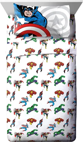 Miniatura 3 de Jay Franco Marvel Avengers Comic Cool - Paquete de ropa de cama individual de 8 piezas, incluye juego de cama, juego de sábanas