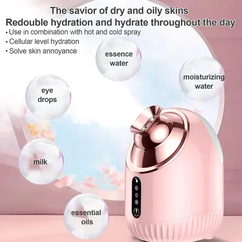 Miniatura 3 de Vaporizador facial - Vaporizador facial nano iónico con niebla fría, cálida y caliente, tanque de agua grande de 8.1 fl oz, humidificador de cara