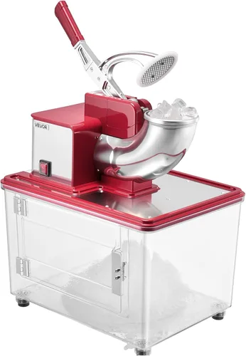 Miniatura 9 de VEVOR Trituradora de hielo comercial 661LBS/H, máquina eléctrica de cono de nieve de 350 W con 4 cuchillas, máquina de hielo afeitado de acero Rojo