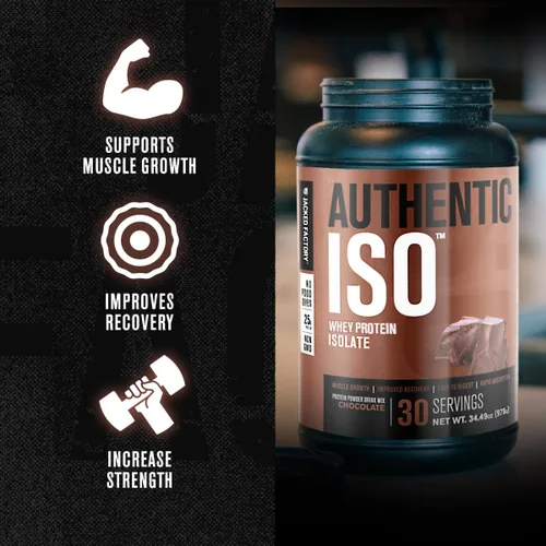 Miniatura 3 de Jacked Factory Auténtico polvo aislado de proteína de suero ISO, bajo en carbohidratos, proteína de construcción muscular sin OMG sin rellenos