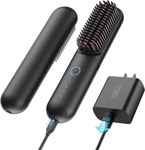 TYMO Porta PRO - Cepillo alisador de pelo inalámbrico para viajes, mini alisador de peine caliente iónico para mujeres, ligero sobre la marcha,