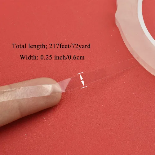 Miniatura 2 de HAHIYO Cinta Adhesiva Transparente de 0.25 Pulgadas de Ancho (66 Metros/217 Pies Total) 1 Rollo de Cinta Floral Impermeable de Floristería Cinta