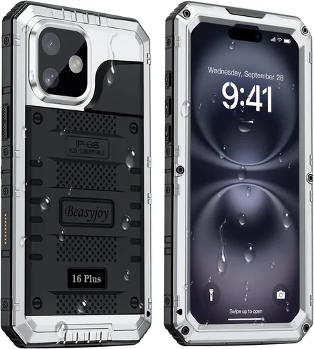 Miniatura 37 de Beasyjoy Funda impermeable para iPhone 12 Pro Max, cubierta protectora de cuerpo completo con protector de pantalla incorporado, resistente a Negro