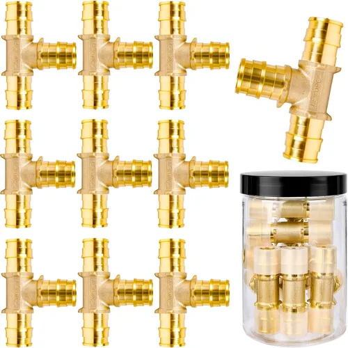 Miniatura 18 de PEX-A - Paquete combinado de accesorios de expansión – 1/2 pulgada en T y codo, paquete de 10 (5 T + 5 codos), latón sin plomo, compatible