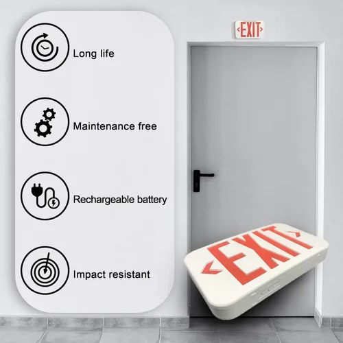 Miniatura 8 de Ciata Señal de salida de emergencia LED con batería de respaldo, luces de salida de incendios de emergencia, señal de salida iluminada, señales