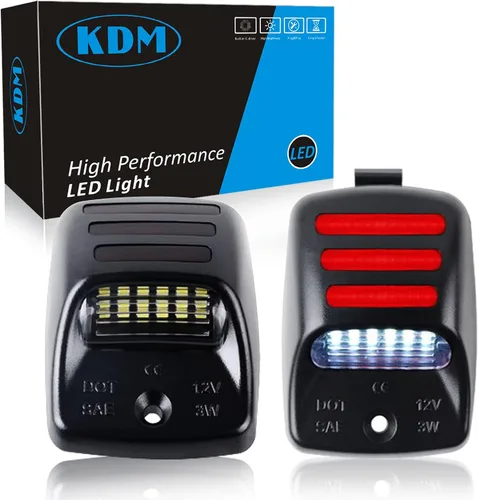 KDM Luz LED de matrícula con 3 tubos de neón OLED rojos compatibles con Toyota Tacoma 2005-2015 y Tundra 2000-2013, lámpara trasera de camioneta de