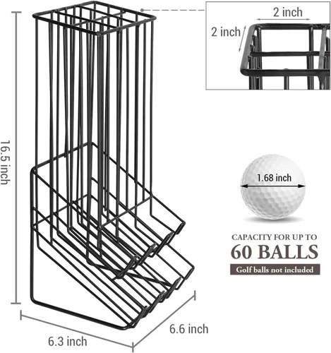 Miniatura 5 de MyGift Golf Ball Basket Holder - Matte Black Metal Wire Golf Ball Dispenser and Countertop Display Rack