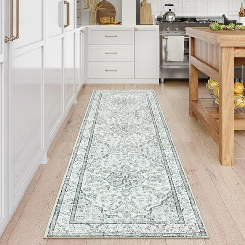 Miniatura 19 de Alfombra de pasillo oriental para baño Lahome, alfombra lavable de 2 x 6 pulgadas color beige para cocina, alfombra antideslizante para pasillo