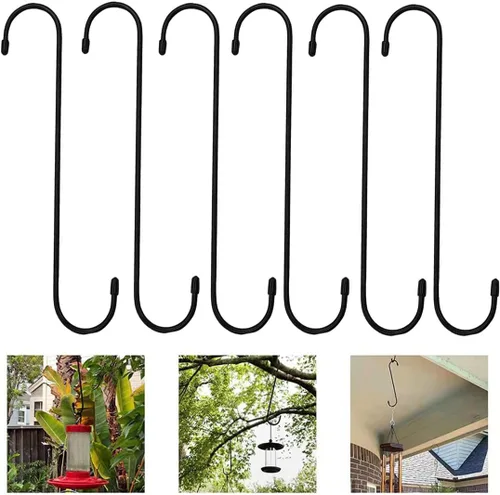 Miniatura 8 de Lchkrep Paquete de 6 ganchos para plantas de 10 pulgadas, color negro, ganchos grandes para plantas, cestas colgantes, flores, pérgola, jardín