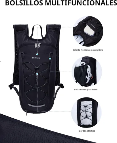 Miniatura 2 de Blue Quartz Mochila de hidratación con bolsa de agua de 2 L, mochila de agua de senderismo para mujeres y hombres, mochila ligera de ciclismo