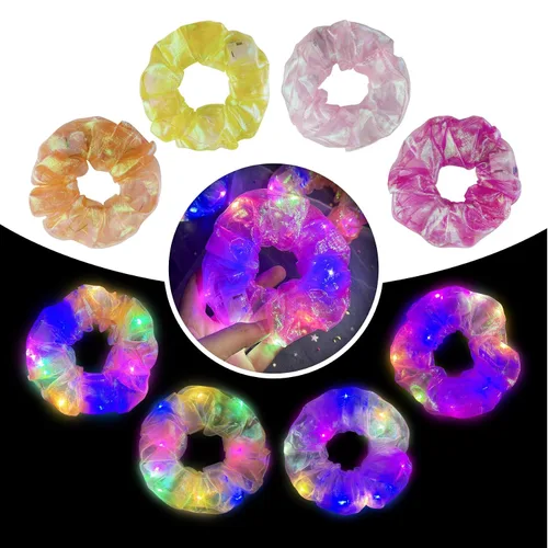 Miniatura 15 de 4 bandas elásticas para el cabello con luz LED, color verde del día de San Patricio, para mujeres y niñas, suministros de fiesta que brillan