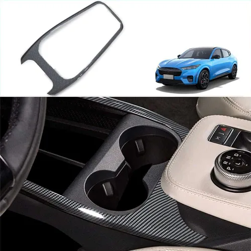 BestEvMod para la cubierta de pegatinas de la consola central del Mach E, accesorios compatibles con Mustang Mach-E 2021-2025 (fibra de carbono)
