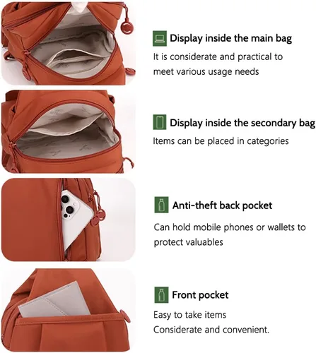 Miniatura 5 de Bolsa impermeable de 2 vías, bolsa de hombro convertible Oxford de gran capacidad, bolsa cruzada para mujer, mochila de viaje, Negro -, Mediana