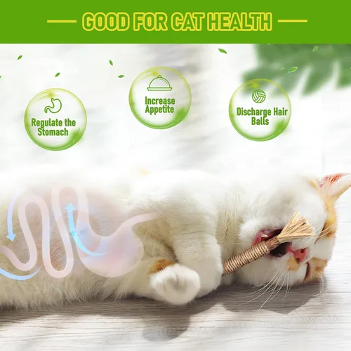 Miniatura 3 de GBSYU Paquete de 3 Juguetes para Gatos Silvervine, Palos de Silvervines Juguetes para Gatos de Interior, Juguetes Masticables para Gatos y Gatitos