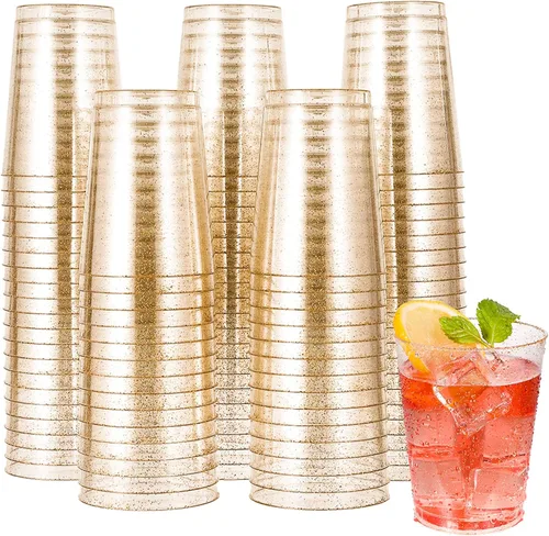 Miniatura 11 de JOLLY CHEF Paquete de 200 vasos de plástico desechables transparentes de 10 onzas, vasos de plástico transparente resistentes para bodas, Acción