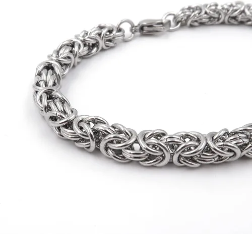 Miniatura 4 de Steelmeup Pulsera de cadena bizantina redonda de acero inoxidable unisex para hombres y mujeres de 0.236in 7 8 9 pulgadas, Metal