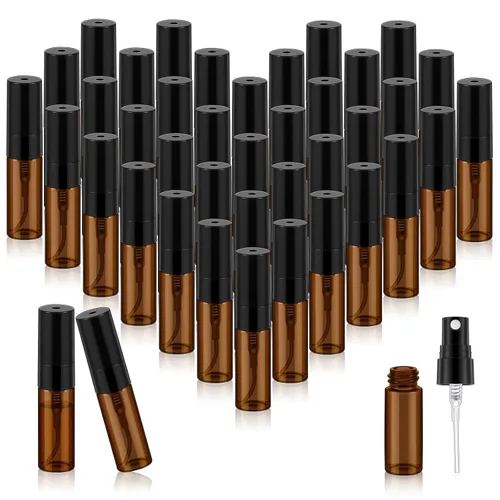 Miniatura 16 de Zhehao - 200 unidades de mini botellas de spray de 5 ml, botellas de vidrio transparente para perfume, atomizador de perfume recargable con Tapa