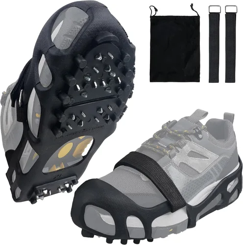 Crampones, tacos de nieve de hielo para zapatos y botas con 28 tacos de acero antideslizantes para caminar sobre nieve y hielo, tacos de hielo