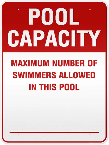 Miniatura 11 de Número máximo de nadadores permitidos en este cartel de piscina, 7 x 10 pulgadas, libre de óxido, aluminio 040, resistente a la decoloración