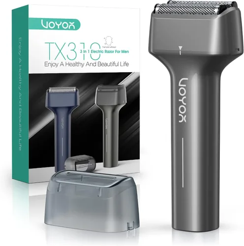 Miniatura 8 de VOYOR Afeitadora eléctrica de aluminio para hombres, afeitadora 3 en 1 para hombres con doble lámina de afeitado húmedo y seco, afeitado ligero