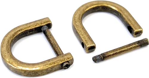 Miniatura 50 de 4 anillos en D resistentes con grillete de 1-1/2 pulgadas, oro antiguo, en forma de U, repuesto para bolso, llavero, collar de perro