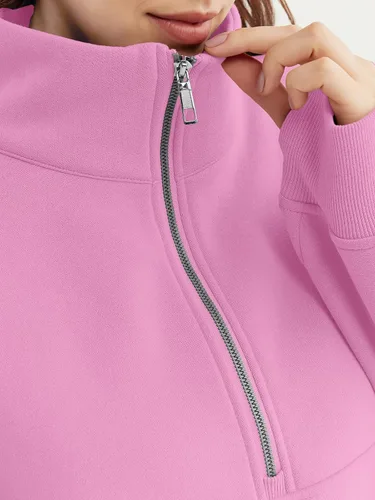 Miniatura 5 de EFAN Sudaderas de gran tamaño con media cremallera para mujer, sudaderas recortadas de forro polar con cremallera de un cuarto, ropa de moda 2024