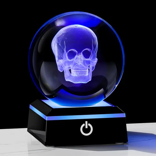 Miniatura 22 de Qianwei Lámpara de Medusa para Mujeres Bola de Cristal 3D 3.14'' - 80mm Láser Medusa Decoración de Vidrio Animales Lámpara Nocturna Regalos Figuras