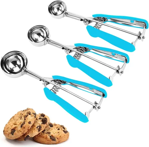 Miniatura 13 de Juego de Cuchara de Galletas, 3 Piezas Cuchara de Helado, Juego de 3 Cucharas de Galletas para Hornear, Cuchara de Galletas de Acero Inoxidable 18/8