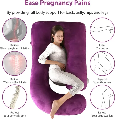 Miniatura 4 de BATTOP Almohadas de embarazo para dormir, almohada de cuerpo completo para mujeres embarazadas con funda extraíble, soporte para espalda, caderas