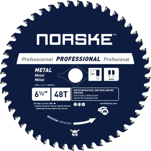 Miniatura 5 de Norske Tools NCSBP208 - Hoja de sierra de corte de metal 50T de 5-3/8 pulgadas para techos, revestimientos, tubos, pernos y más, 2 bujes