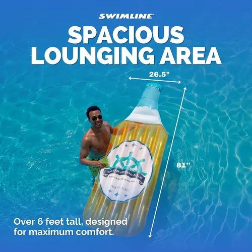 Miniatura 6 de Swimline Tumbona Inflable para Piscina Flotador de Piscina, Esterilla Divertido, Botella de Cerveza, Naranja