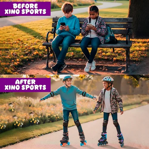 Miniatura 4 de XINO SPORTS Combo 2 en 1, Patines para niños Patines en línea - Patines intercambiables con luz LED para niños de 6 a 12 años, adolescentes y Verde