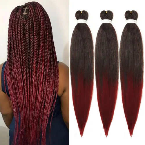 Miniatura 61 de Cabello trenzado marrón preestirado de 30 pulgadas, 3 paquetes de cabello trenzado preestirado de color 30 EZ, textura Yaki, extensiones de cabello