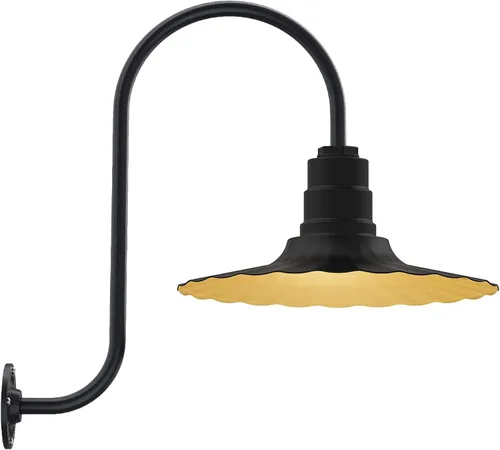 Miniatura 12 de Steel Lighting Co. Highland Park - Luz de granero Montada en la pared al aire libre Onda radial de 16 pulgadas Brazo recto de 11 pulgadas