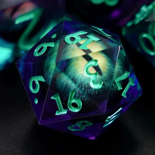 Miniatura 2 de Juego de dados DND, dados de 7 piezas de dados de ojo de núcleo líquido, Dungeons and Dragons, dados de resina de borde afilado con caja de regalo