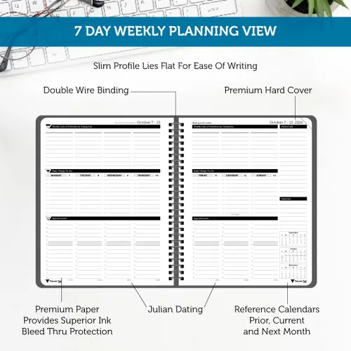 Miniatura 3 de Planner Pad Encuadernado en Espiral Octubre 2024 – Septiembre 2025 6 3/4" x 8 1/2" Organizador Mediano de 3 Niveles Funnel Down de 12 Meses