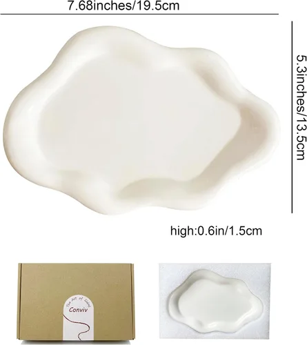 Miniatura 2 de Bandeja de Cerámica para Joyas, Soporte para Plato de Anillos, Plato para Perfume y Baratija, Tazón para Llaves, Cosas Lindas para la Habitación