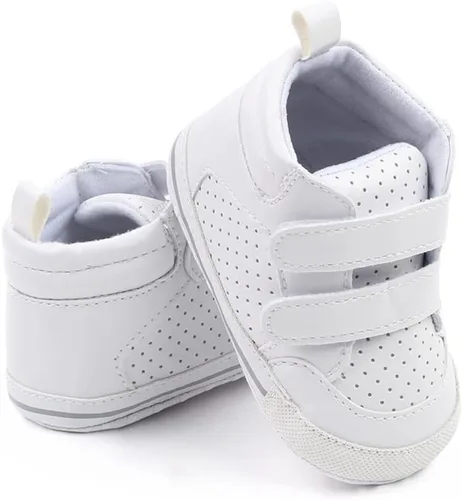 Miniatura 4 de Sekantrol Zapatos de cuna para recién nacidos, para niños y niñas, suela de goma suave, zapatos para bebés, zapatos deportivos de moda de caña alta