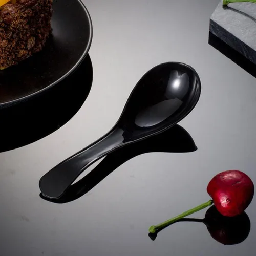 Miniatura 3 de Hemoton Cucharas de sopa desechables para llevar de 9.44 pulgadas, cucharas de sopa asiáticas de plástico resistente para servir sopas de fideos