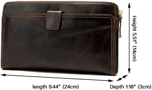 Miniatura 3 de Bolso de mano grande y largo de cuero para hombre, cartera de viaje, pasaporte, funda para teléfono celular, funda para tarjetas de crédito